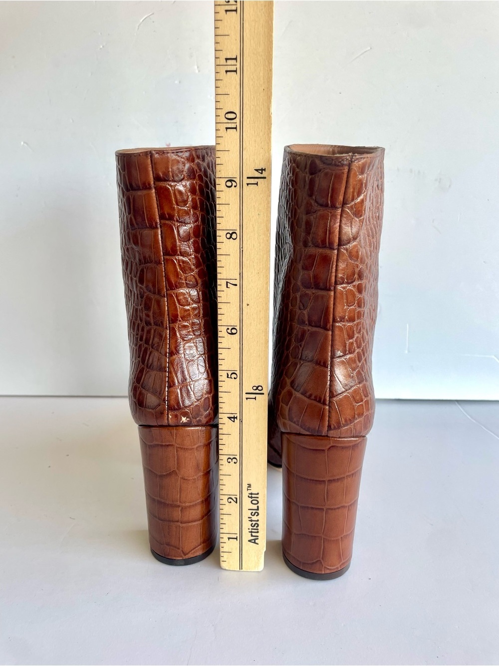 Paris Texas Brown Croc-Embossed Pointed-Toe Ankle Boots - Picture 4 of 10